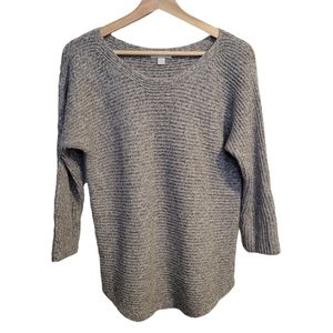 New York & Co Sweater Top M Dove Gray Horrizontal Ribbed Pullover Curvy Preppy